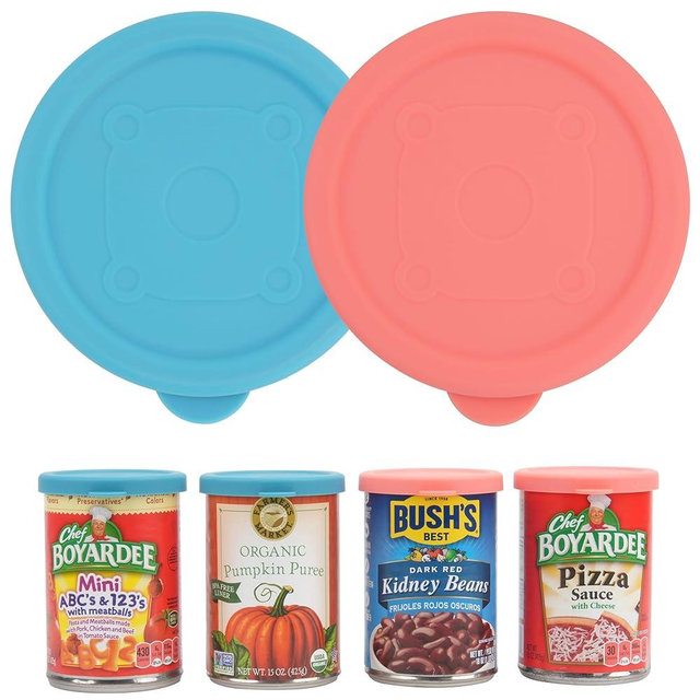 PUREKRA 2PCs 3-inch Silicone Can Lids for Chef Boyardee | Van Camp's | Goya | Bush's Best | Farmer's Market Can, Can Cover for Canned Good, Can Toppers, Freezer Dishwasher Safe (Can NOT Included)