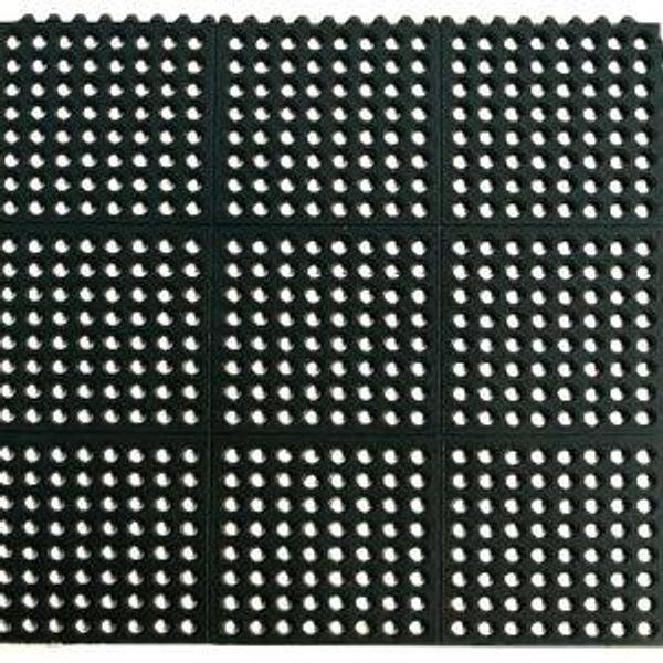 Project Source 36-in x 36-in Interlocking Black Rubber Non-Slip Grip Indoor or outdoor Utility Mat