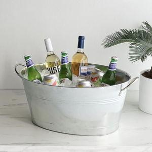 True Galvanized Tub, Large Ice Buckets for Parties, Beverage Cooler for Beer, Wine, Soda, Bottled Water, Rustic Beverage Tub, Drink Bucket for Indoor & Outdoor Party, 6.3 Gal (23.8 Liters), Set of 1