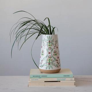 Flora Printed Stoneware Vase