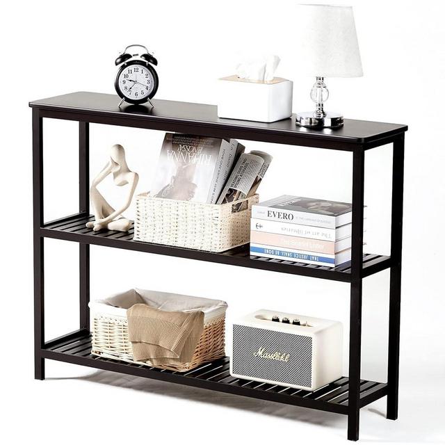 SINWANT Console Table for Entryway,Bamboo Narrow Console Tables,39.4 inch Entrance Table 3 Tier Entry Table with Shelves, Living Room Table,Hallyway Table,Foyer Table
