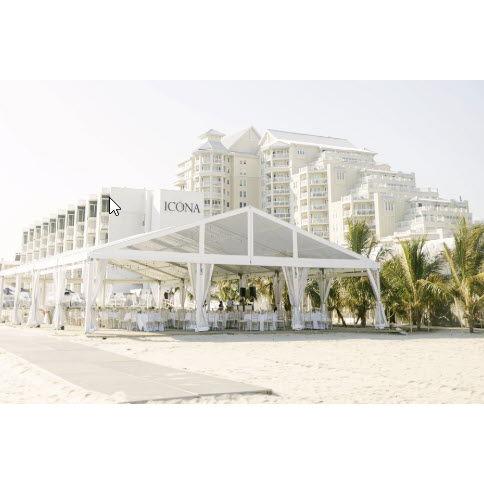 Reception right on the sand, including corn hold and bar games!