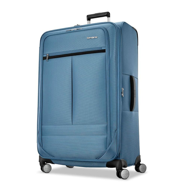 Samsonite Soft-Sided 29-Inch Lightweight Large Checked Expandable Element Suitcase: Durable, 360° Spinner Wheels, Adjustable Telescopic Handle, 2 Front & 1 Side Pocket- Captains Blue