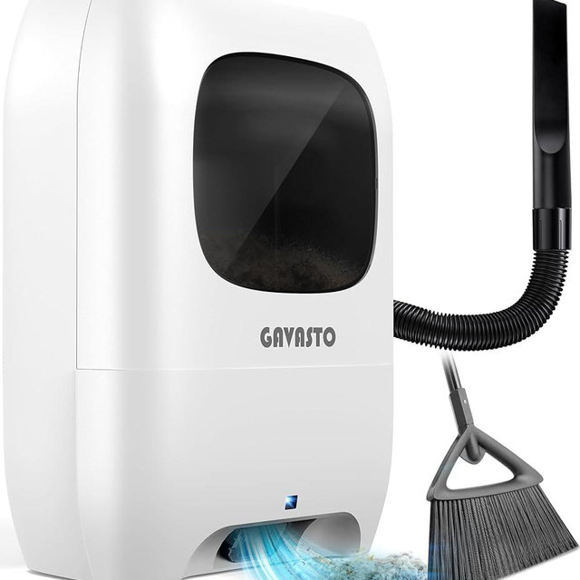 GAVASTO Pro Touchless Vacuum Automatic Dustpan - Ultra Fast & Powerful - Great for Sweeping Salon Pet Hair Food Dirt Kitchen, Canister Vacuum Cleaner Trash Can, Bagless, Auto Sensors, 1500 Watt-White