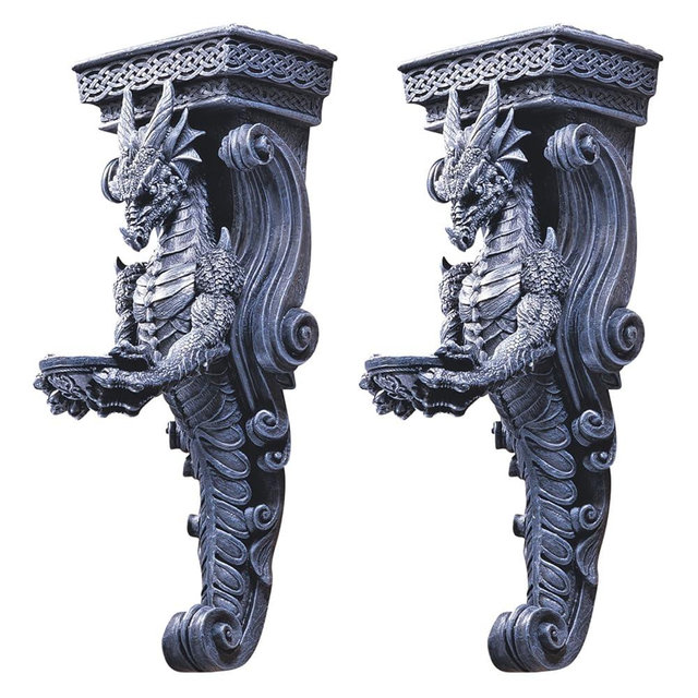 Design Toscano CL93826 Dragons of Darkmoor Castle Wall Caryatids - Set of Two,Set of 2