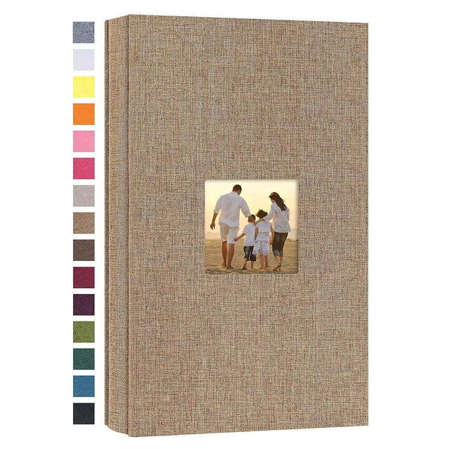 potricher Small Photo Album 4x6 300 Photos Linen Cover Picture Photo Book for Family Wedding Anniversary Baby Vacation (Khaki,300 Pockets)