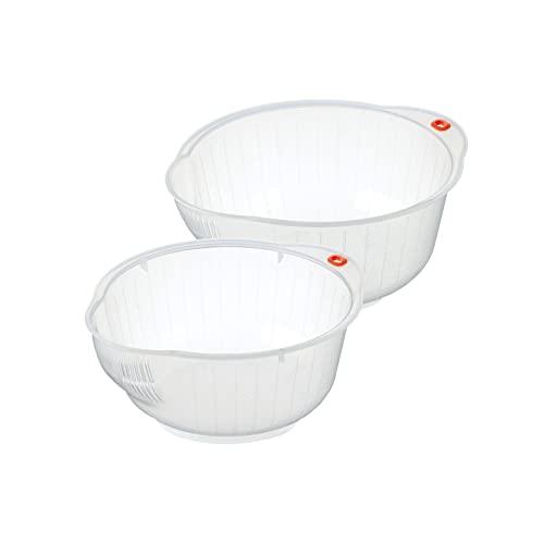 Inomata BUN00620 Japanese Rice Washing Bowls, Set of 2, 2-Quart and 2.5 Quart