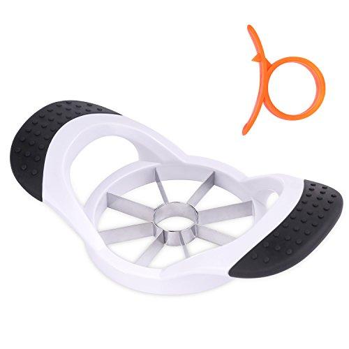 Nuovoware 8-Blades Apple Slicer Corer Cutter Wedger Divider + One Orange Peeler, with 8 Ultra-Sharp Stainless Steel Blades and Comfortable Ergonomic Anti-Slip Grip Handle, White & Black