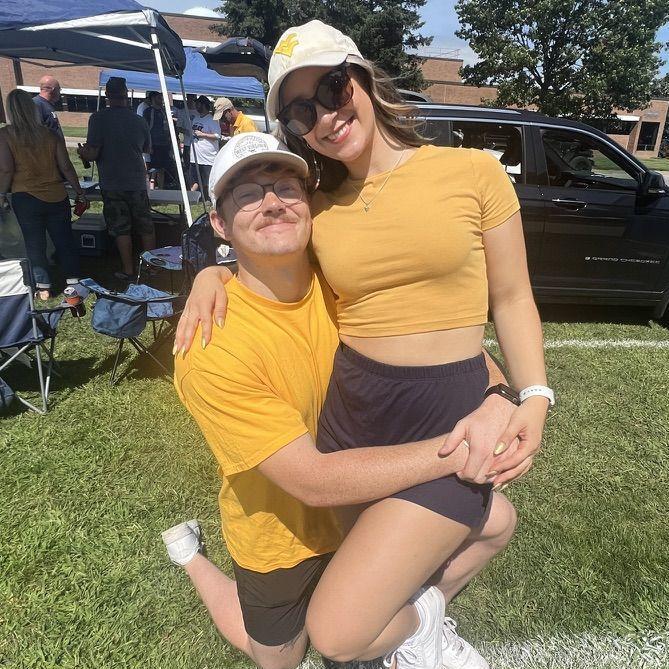 WVU vs. PSU football 2023! Everyone at our tailgate thought Sam was proposing because of how he kneeled.