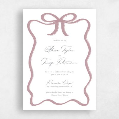 Dusty Rose, Pink Wedding Invitation - Chausey Portrait