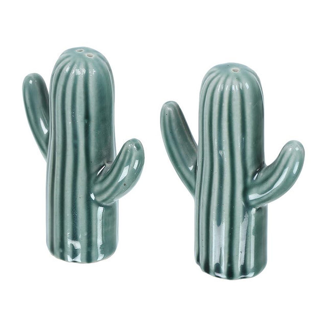 Salt & Pepper Shakers - Vintage Ceramic Salt & Pepper Shaker Set - Retro Farmhouse Home Decorative Jar Dispenser for Kitchen - Cactus Shaped (Set of 2)