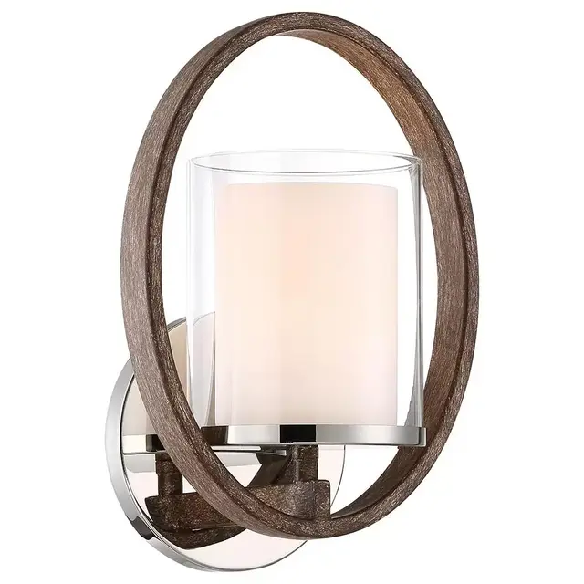 Downing 1-Light Polished Nickel/Corona Bronze Wall Sconce