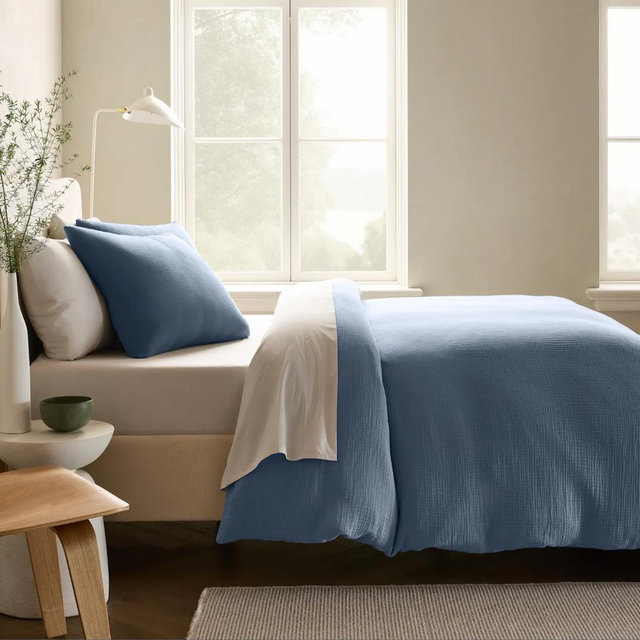 Organic Cotton Gauze Duvet Cover - Mineral, King/Cal King