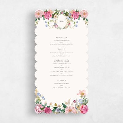 Beige Scalloped Wedding Menu - Trellis