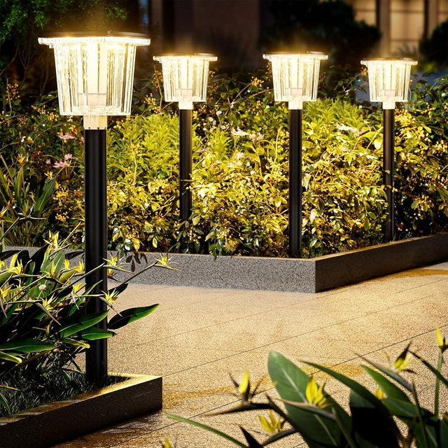 HIGH-POWER 2-in-1 Warm&Cold,8 Pack SUPER BRIGHT Solar Lights Outdoor IP65 Waterproof,3000/12000K Solar Pathway Lights ,Up to 28 Hrs Solar Walkway Lights for Yard,Patio,Landscape,Sidewalk,Driveway,Lawn