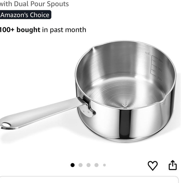 Stainless Steel Butter Warmer Measuring Pan 0.5 Quart Small Sauce Pan 18/10 Tri-Ply Stainless Steel Saucepan with Dual Pour Spouts