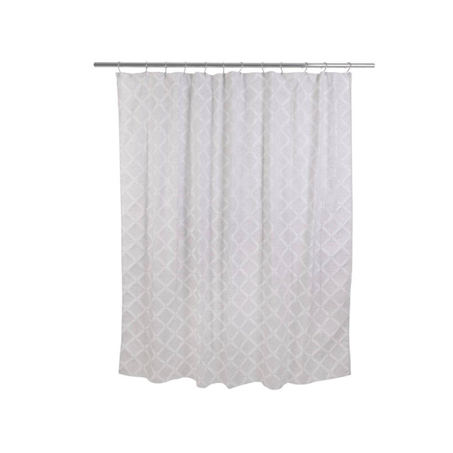 Moda at Home Linden Fabric Shower Curtain: Elegant Jacquard Pattern, Polyester, Machine Washable, 72x70 Inch
