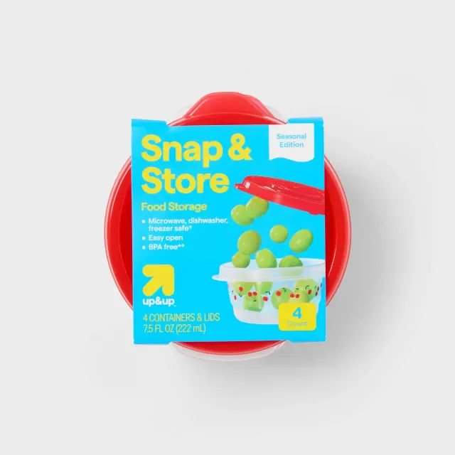 Round Food Storage Containers - Cherries - 7.5oz/4pk - up&up™