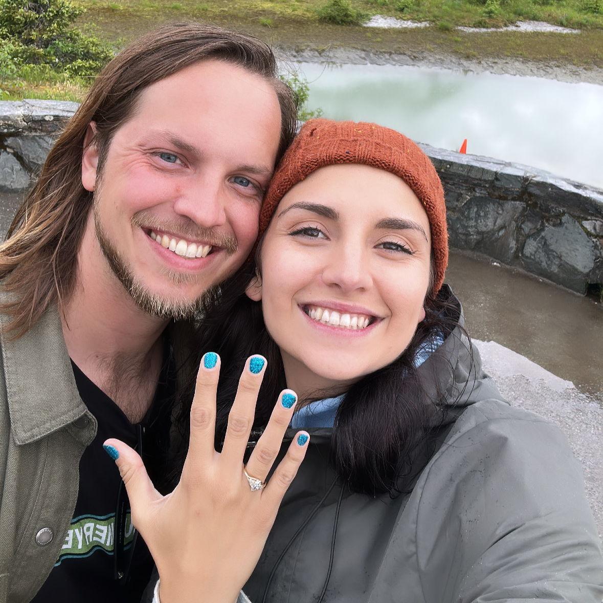 Quick selfie right after the proposal to share with friends and family