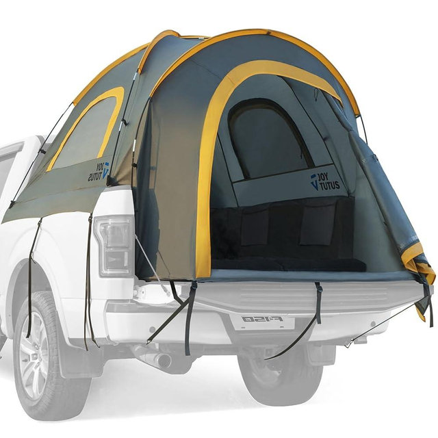 JOYTUTUS Truck Bed Tent, Portable Pickup Truck Tent 6.5ft Fiberglass Pole, Waterproof PU2000mm Fabric for 2 Person, Easy Set-up, Orange