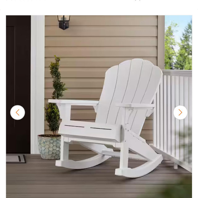 Keter Everest Rocking Chair Durable Weatherproof Outdoor Seating Furniture for Porch and Backyard White 259975