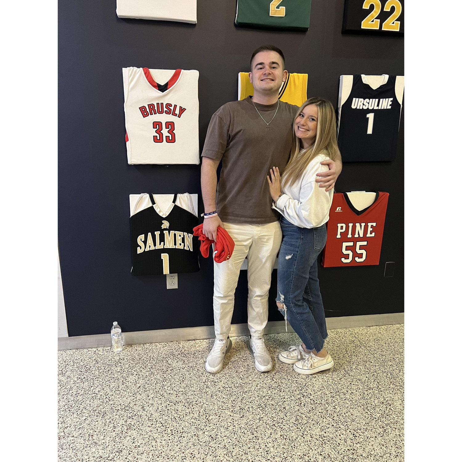 Pels game!! With Gabby’s brother’s high school jersey in the background!