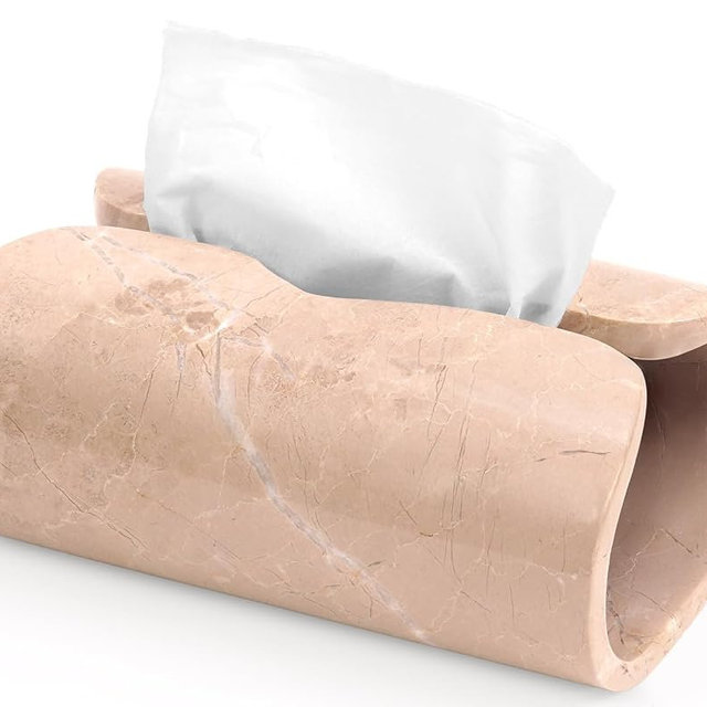 SPESHSTONES Marble Tissue Box Holder Rectangle Handmade 7.5 Inch Beige Decorative Tissue Box Cover for Bathroom, Napkin Box & Facial Tissue Holder for Standard Size Tissues