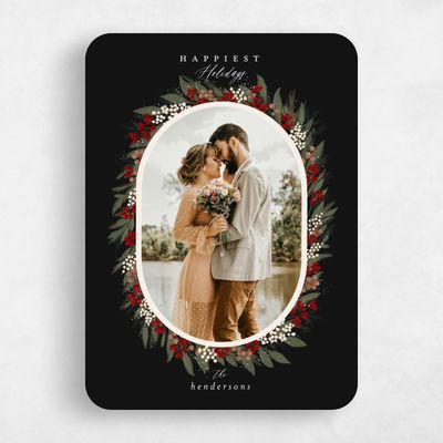 Black Rounded Holiday Card - Greystone