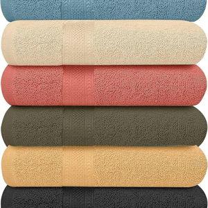 ECO Towel KAHAF Collection Pack of 6 Bath Towels 27 x 54 Inches, 100% Cotton, Larger & Lighter Weight, Quicker to Dry, Super Soft and Absorbent, Perfect for Bathroom (Multicolor)