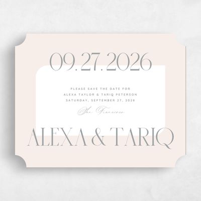 Beige Ticket Wedding Save the Date - Seibel Landscape
