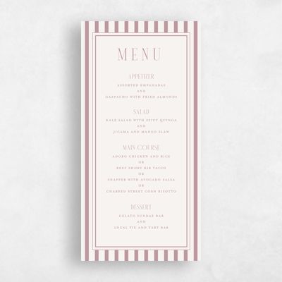 Dusty Rose, Pink Wedding Menu - Azelie