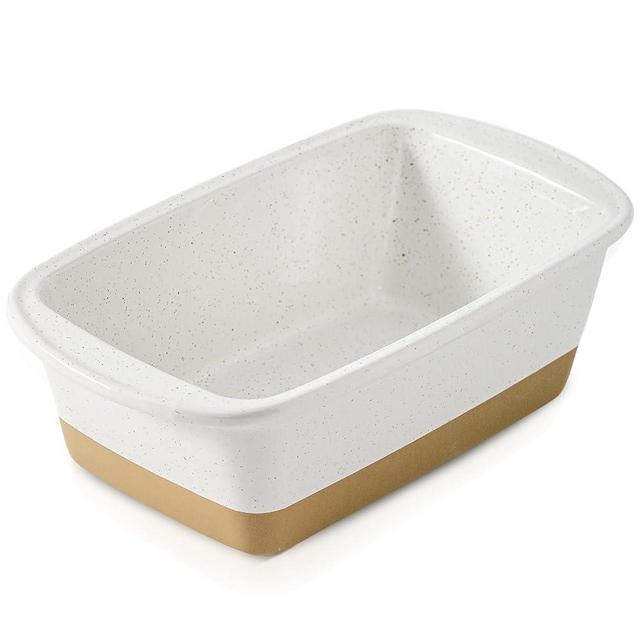 HVH Ceramic Loaf Pan for Baking Bread, 9 x 5 inch Baking Bread Loaf Pan, Rectangular Bread Pan, Bread Baking Pan for Cooking, Farmhouse Style (White)