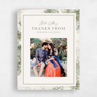 Dark Olive, Green Wedding Thank You - Carrara Photo