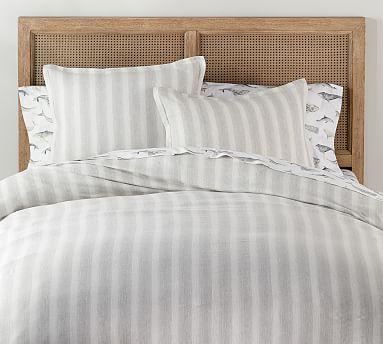 Jamie Stripe Cotton Linen Blend Duvet Cover & Sham - Smoke