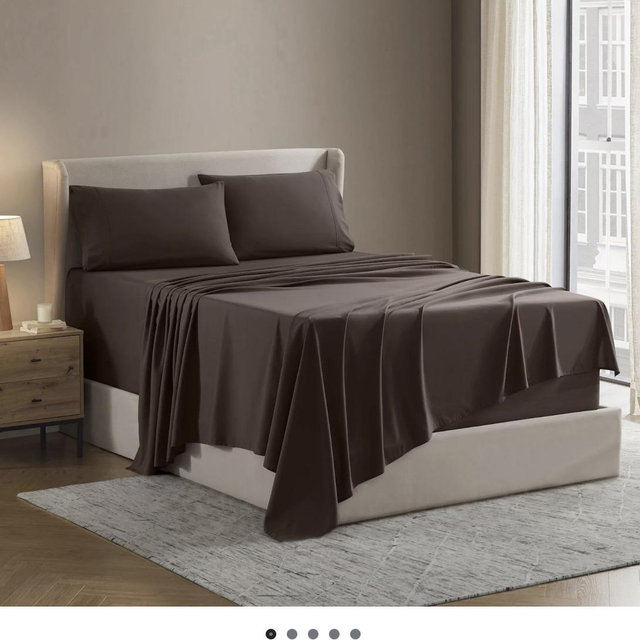 Hearth & Harbor 6 Piece Sheet Set - 21 inch Deep Pocket Fitted Sheet - Chocolate Brown, KING