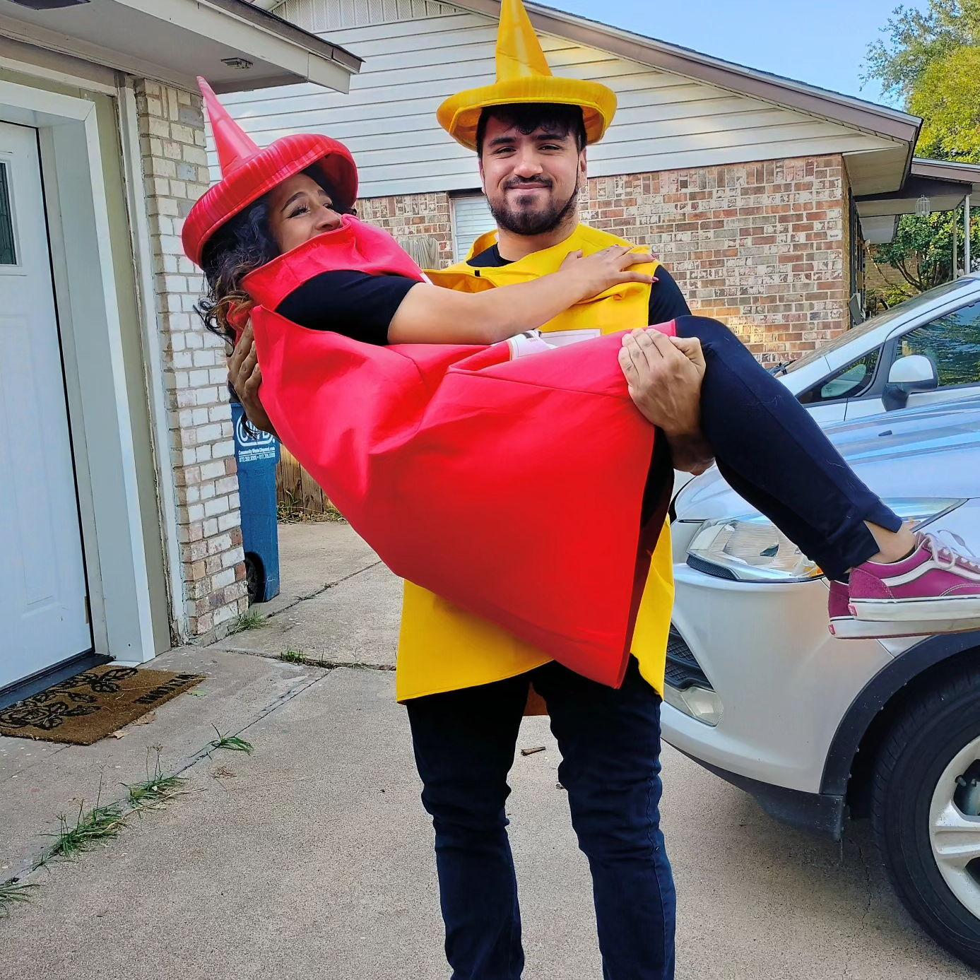 Having fun in our Halloween costume