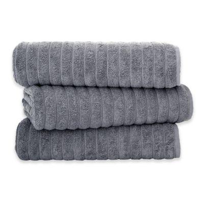 Classic Turkish Towels Turkish Cotton Ribbed Bath Sheets in Grey (Set of 3)