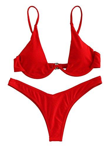 Verdusa Women's Sexy Triangle Bathing Two Pieces Swimsuit Bikini Set