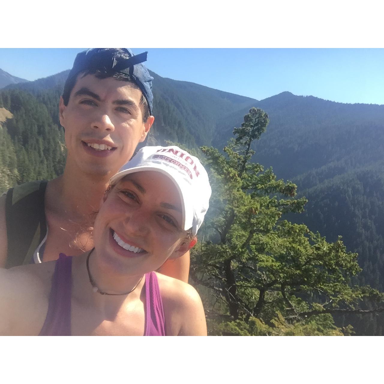 hiking to get views of Mt. Hood in Oregan