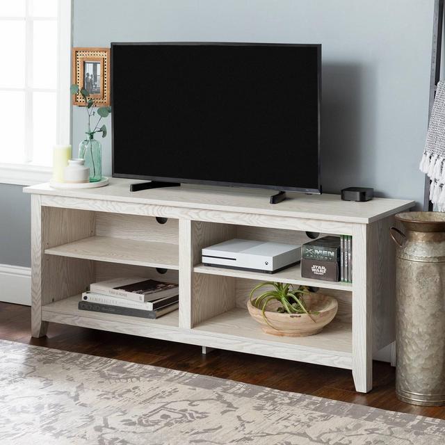 58" Wood TV Media Stand Storage Console - White Wash - Saracina Home
