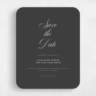 Black Rounded Wedding Save the Date - Lennon Portrait