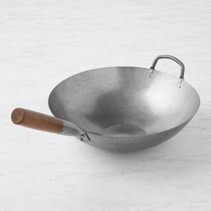 Traditional Carbon Steel Flat-Bottom Wok, 14" | Williams Sonoma