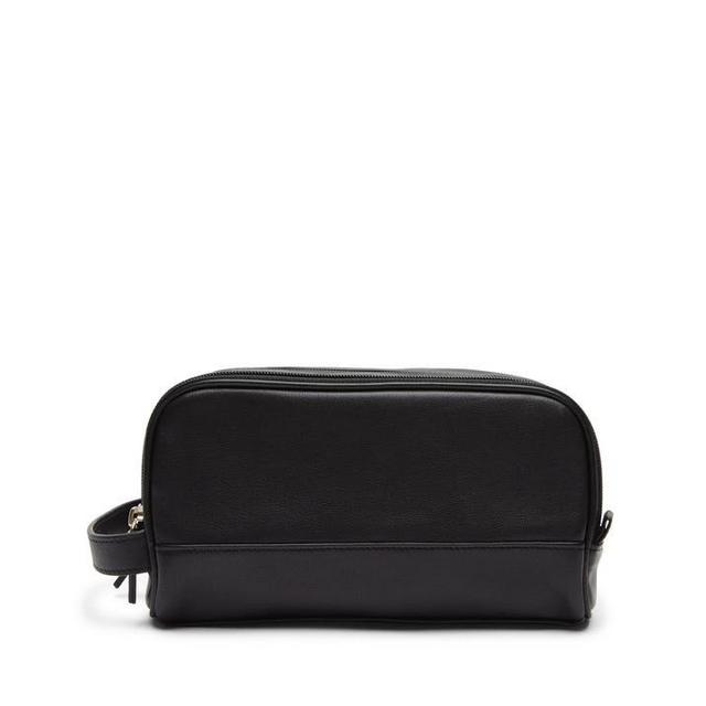 Double Zip Toiletry Bag - Premium Ebony Leather