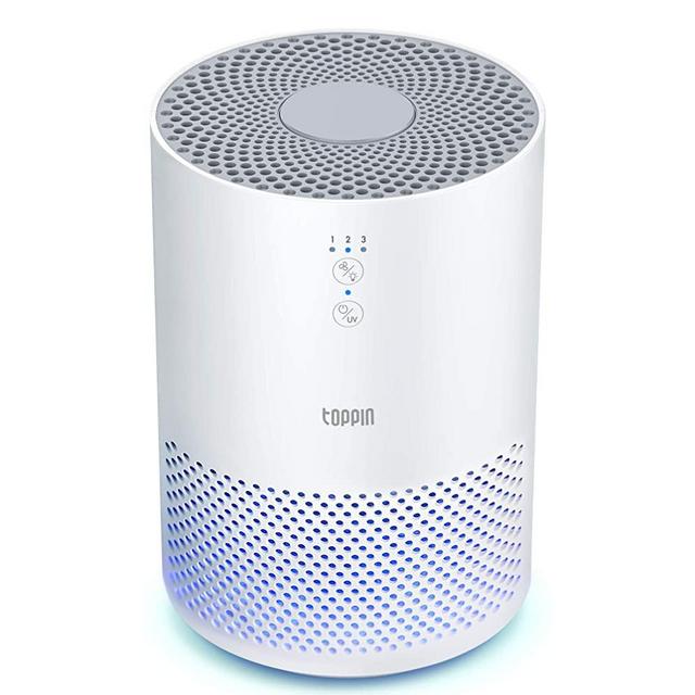 TOPPIN HEPA Air Purifiers for Home Bedroom UV Light Pet Hair Dander Pollen Smoke Dust Airborne Contaminants Odors Home Air Cleaner with Filter Night Light