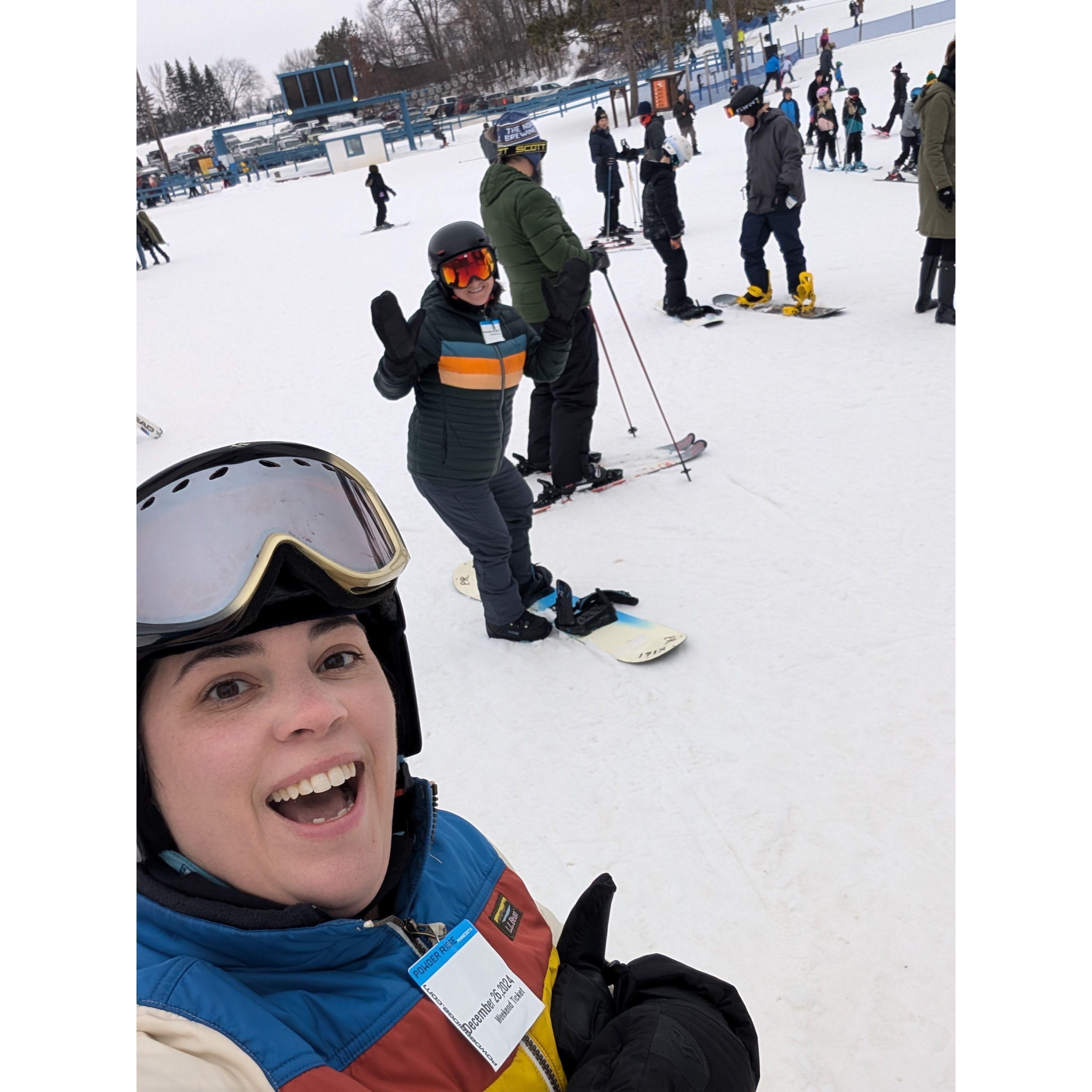 Tried snowboarding again....Ben did great. Abbe...not so much.