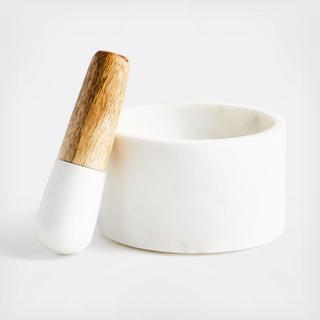 Wood Marble Mortar & Pestle