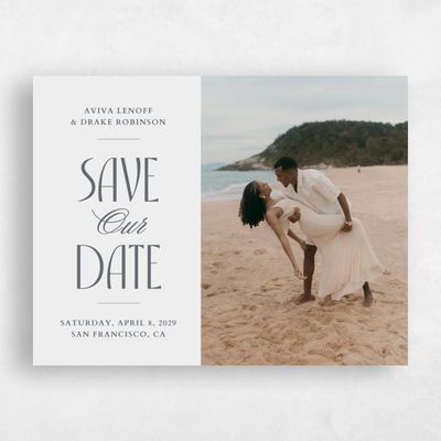 Charcoal, Grey Wedding Save the Date - Trogir Landscape
