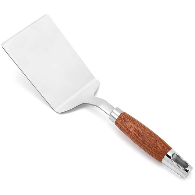 Vayvnt Stainless Steel Spatula Turner, Heavy Duty Metal Griddle Spatula for Cast Iron, Kitchen Flipper for Turning Serving, Beveled Edge & Wooden Handle, Great for Egg, Pancake, Fish, Cake, Burger