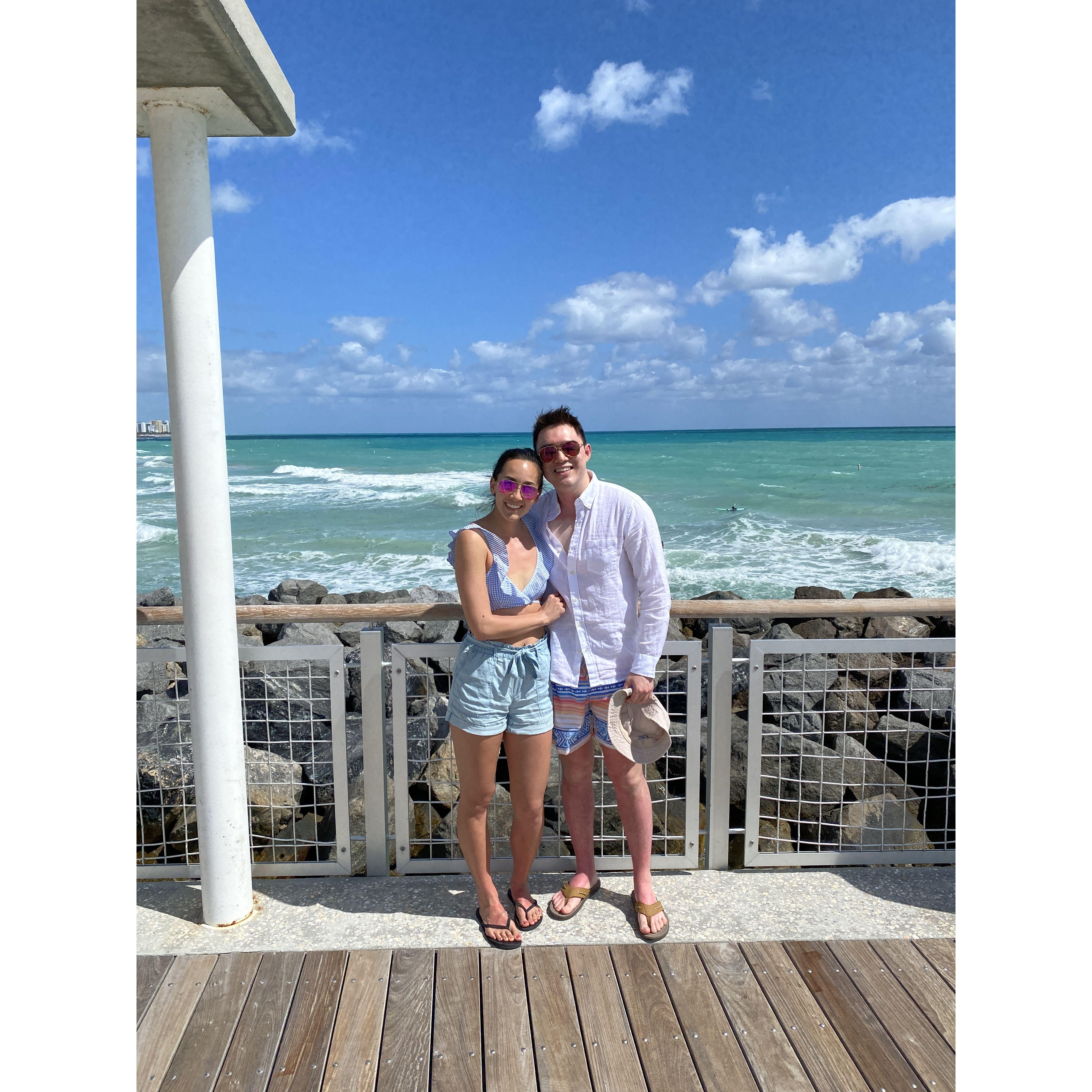 Our first trip together to Miami, pre-second degree burns