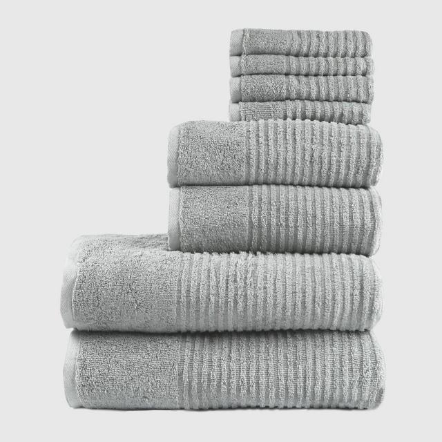 8pc Simply Fresh Bath Towel Set Gray - Trident Group